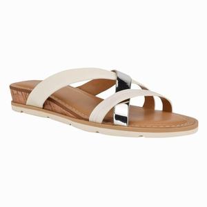 Nine West Dallan Wedge Slides - Silver/White - Ireland (CQ1203678)